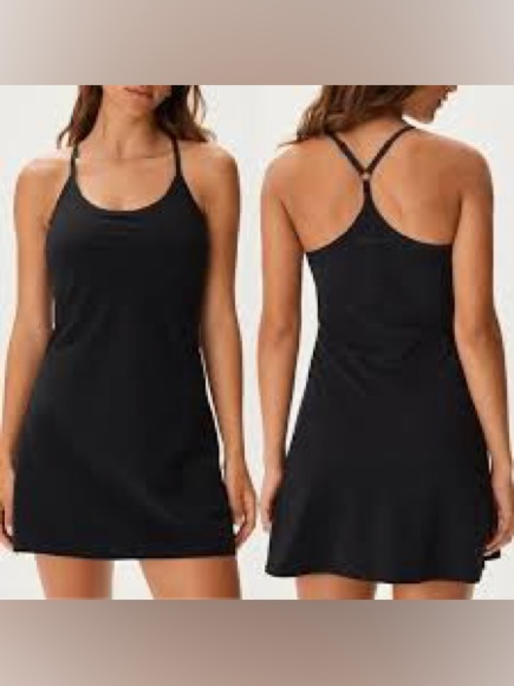 Outdoor Voices the Exercise dress Black Racerback built in biker
